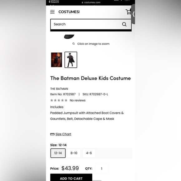 Batman Boys Large Deluxe Costume Rubies Halloween NEW - Picture 6 of 7